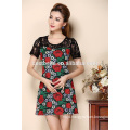 Custom Summer Ladies Short Sleeve Embroidered Party Dress for Women